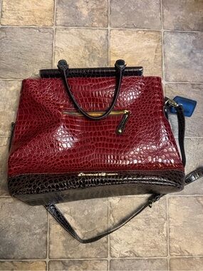 Samantha Brown Carry-on Dowel Bag Burgundy & Brown Croc